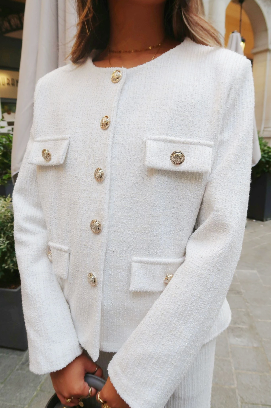 Veste tweed à col rond