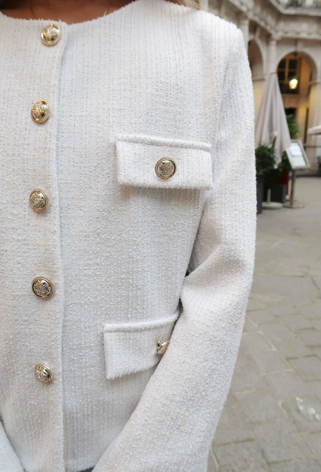 Veste tweed à col rond