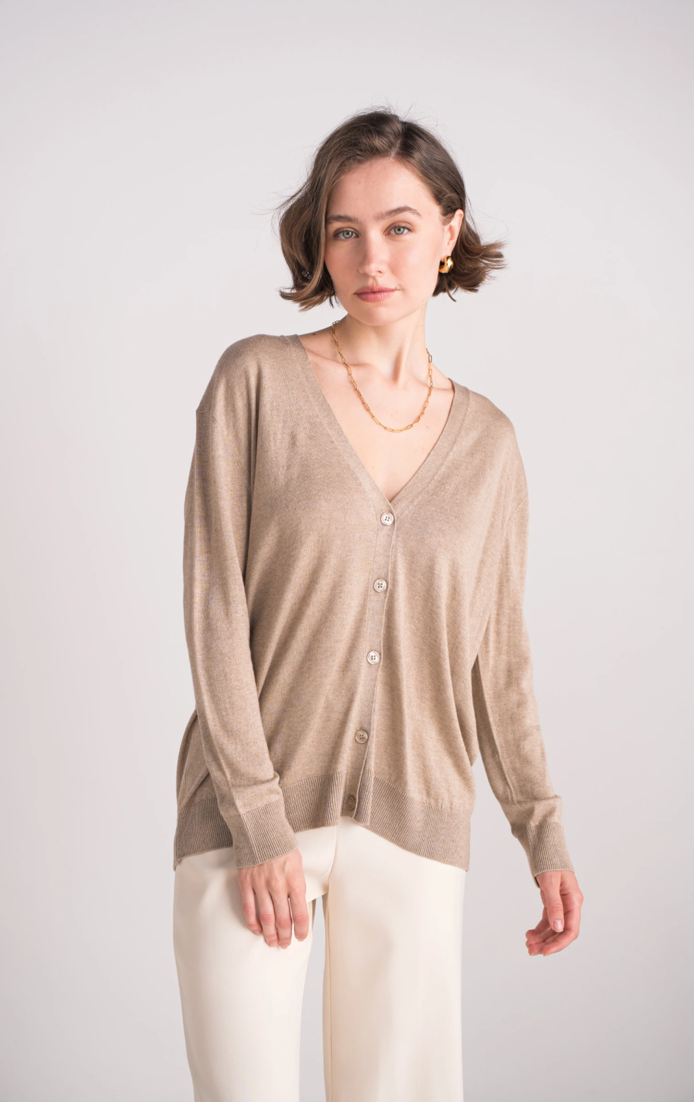 Cardigan soie et cachemire oversize