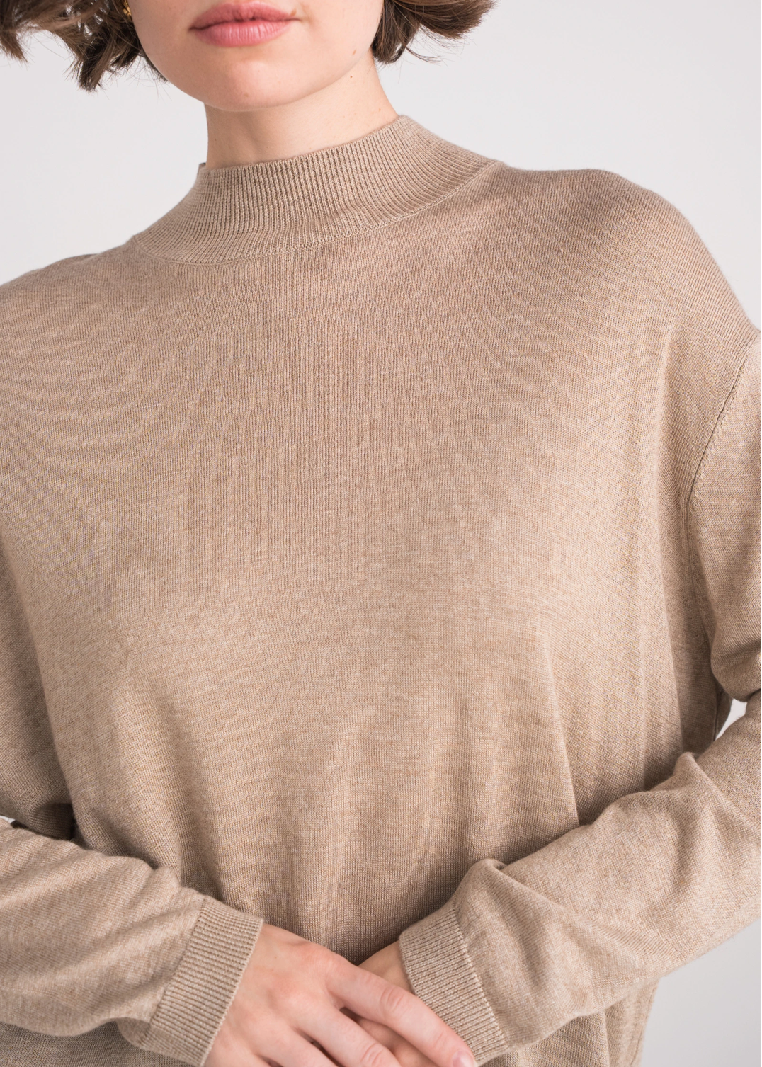 Pull soie et cachemire col cheminée oversize