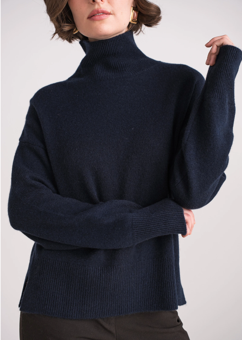 Pull 100 % cachemire 4 fils col cheminée