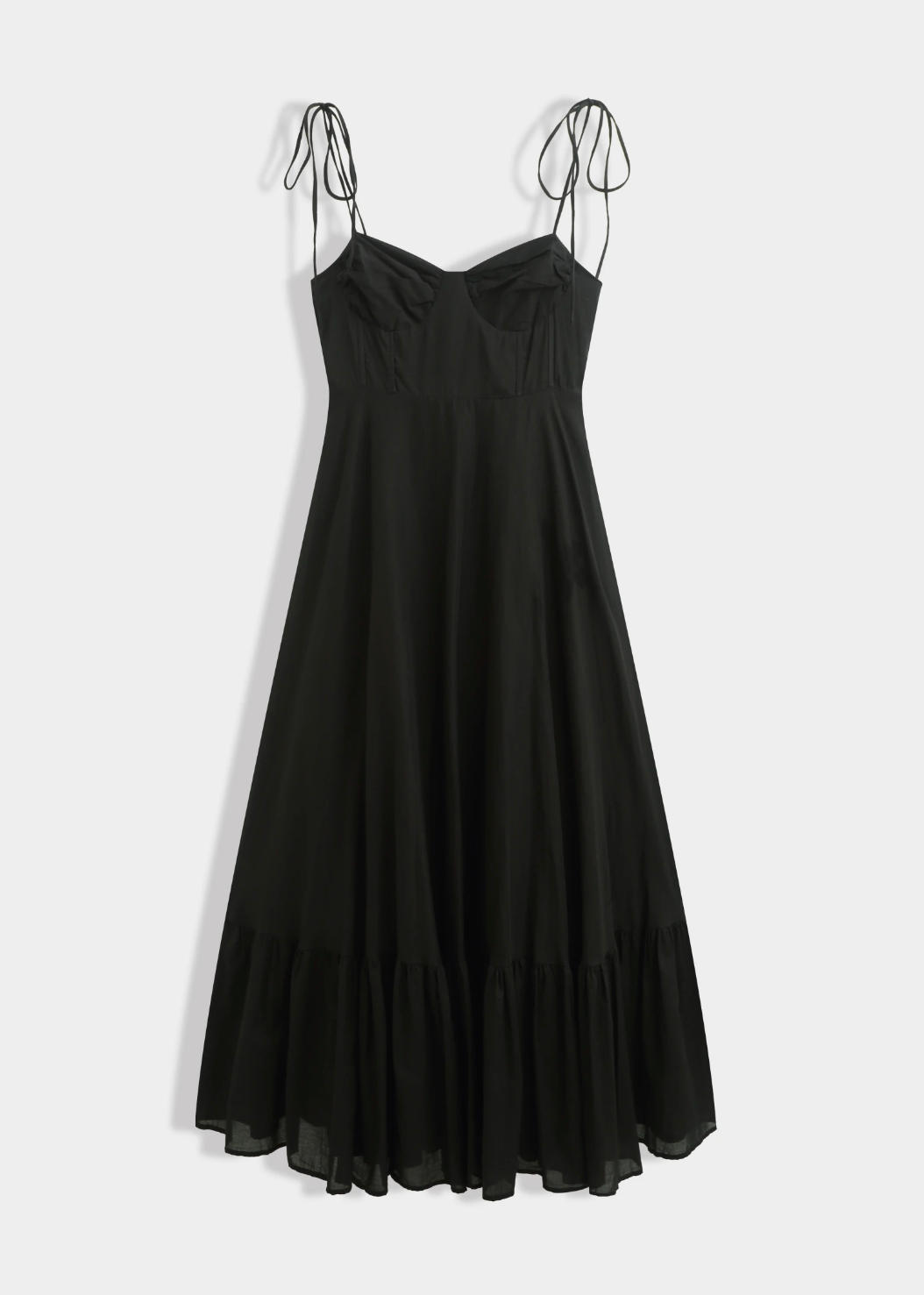 Robe longue en popeline de coton avec bretelles