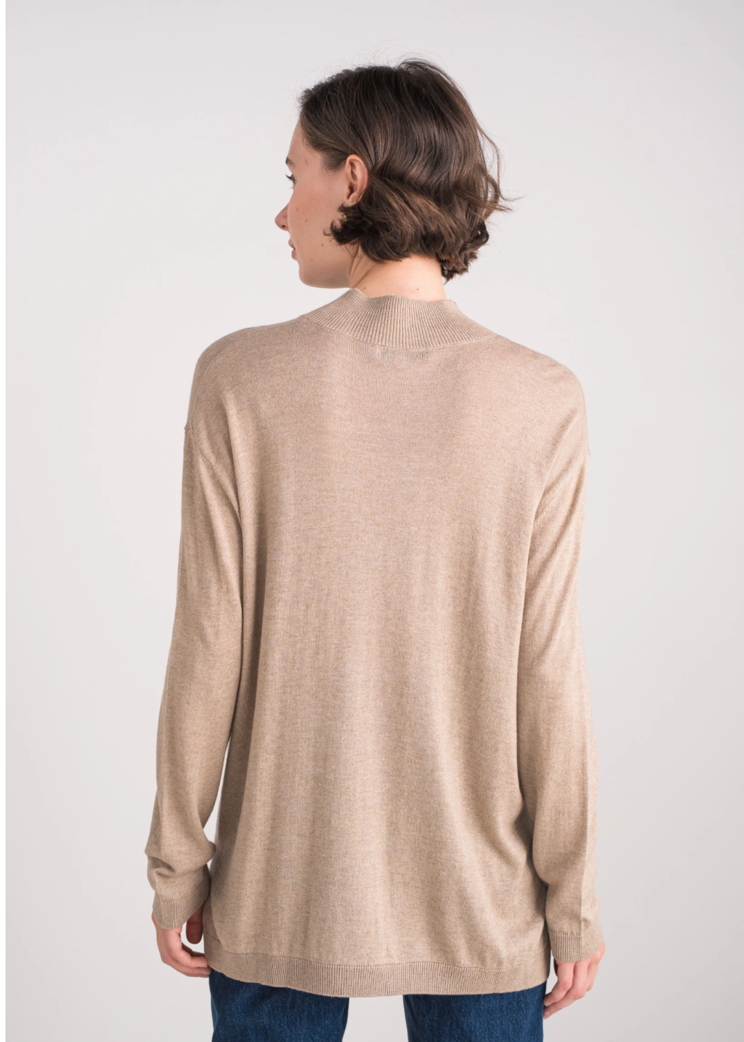 Pull soie et cachemire col cheminée oversize