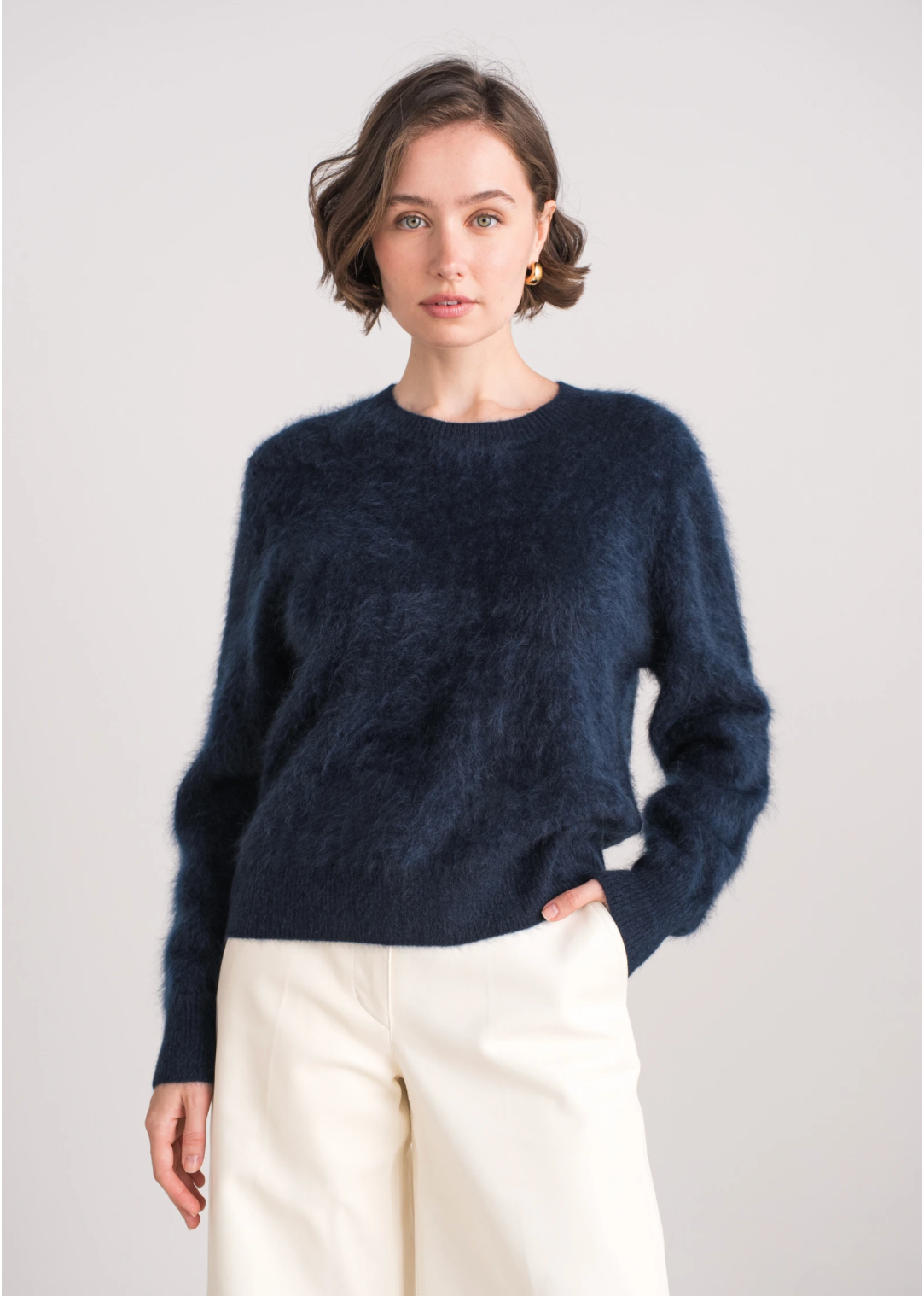 Pull 100% cachemire brossé col rond