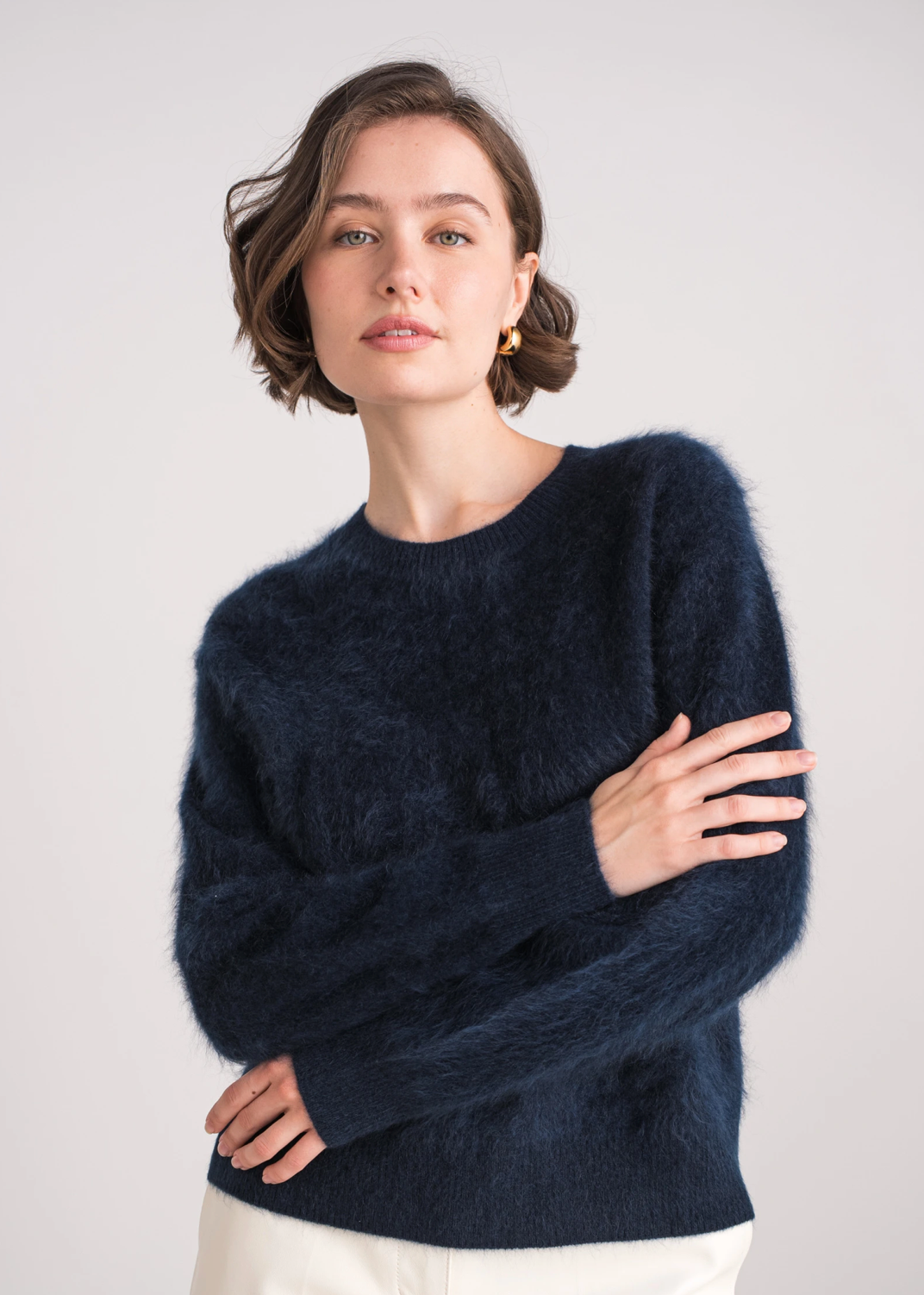 Pull 100% cachemire brossé col rond