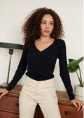 Pull en laine et coton col V